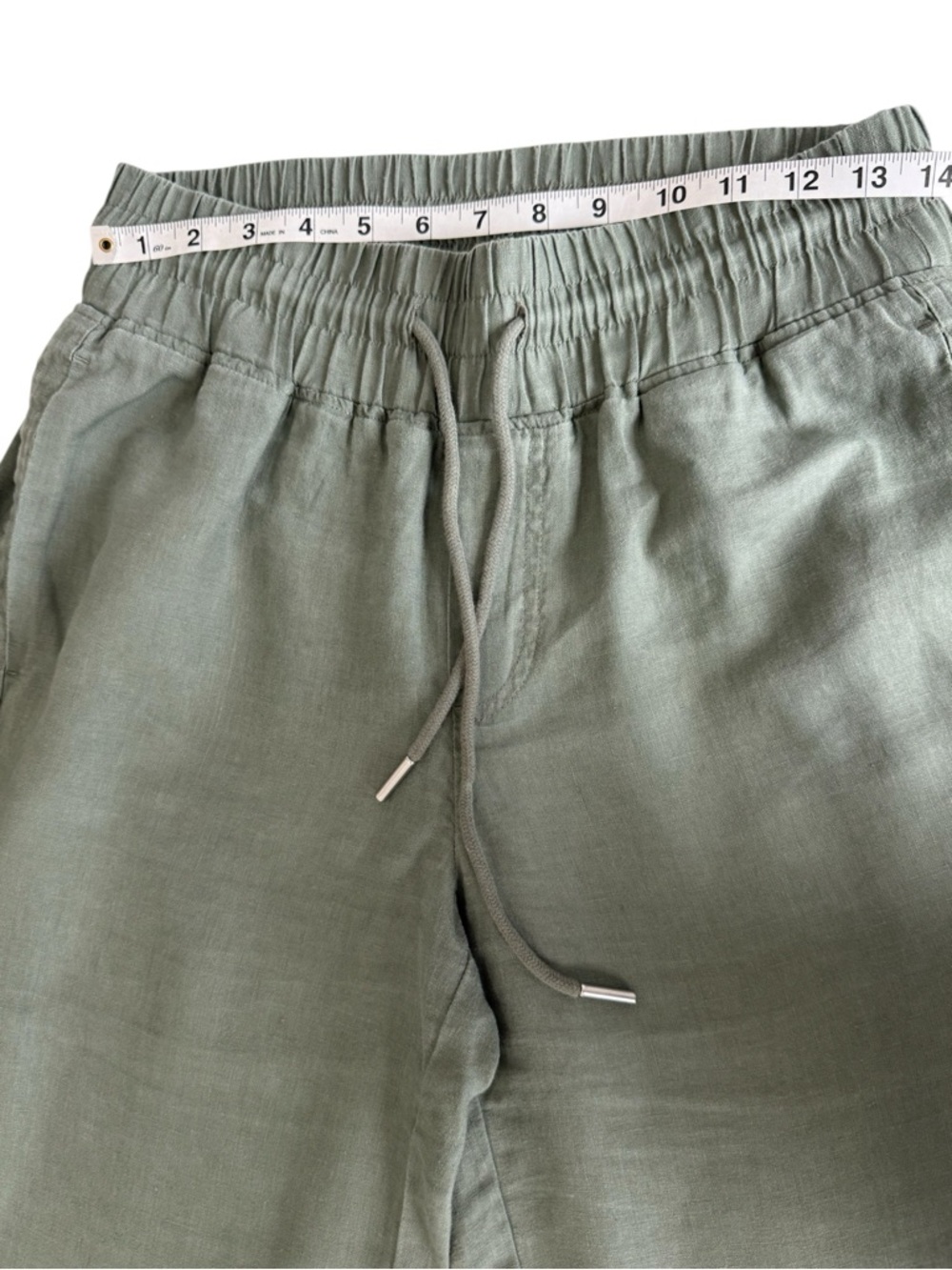 Quince 100% European Linen Pants Women S Sage Green Wide Leg Drawstring Pockets - Picture 5 of 7